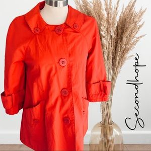 Anthropologie Tulle Retro Rain Coat Jacket red mod